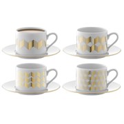 Набор чашек с блюдцами signature, chevron, 4 шт, 250 мл, золото