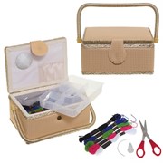 Шкатулка для рукоделия (с подносом и набором для шитья), L24 W17,5 H15см