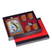 Набор из 6-ти предм.: фляжка 250 мл, 4 стопки, воронка,  L22 W17,5 H4,5 см