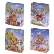 Пакет подарочный (бумага, плотность 210г/м2, блок 12шт), L18 W10 H23 см, 4в