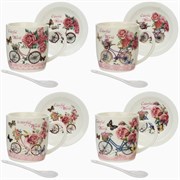 Кружка с блюдцем и ложкой, 300 мл, L13 W10 H11 см, 4в.