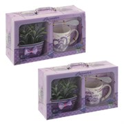 Кружка с ложкой и цветочной композицией, 350 мл, L13 W9,5 H11 см, 2в.