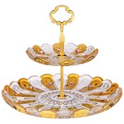 Фруктовница 2-х ярусная "Lefard gold glass" D=17/30 см H=28,5 см