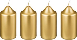 Набор свечей из 4  шт 10*5 см золотой металлик