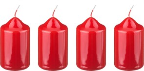 Набор свечей из 4  шт 8*4 см красный лакированный