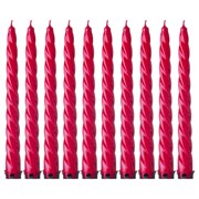 Набор свечей из 10  шт лакированный красный H=23 см