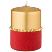 Свеча декоративная столбик "Велюровый шик" red D=7,5 см H=10 см