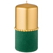 Свеча декоративная столбик высокий  "Велюровый шик" green D=7 см H=15 см