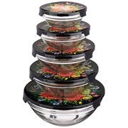 Набор миски с крышкой agness "Роскошный сад", 10 предметов, 150/250/450/630/1150 мл