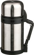 Термос agness с широким горлом 1000 мл крышка-чашка, пластиковая чашка, двойная пробка, колба нжс (к
