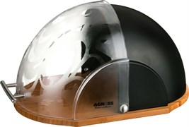Хлебница agness "Midnight" деревянная с комбинированной крышкой 36*26*20 см