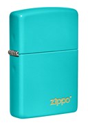 Зажигалка ZIPPO Classic с покрытием Flat Turquoise, латунь/сталь, бирюзовая, матовая, 38x13x57 мм