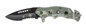 Нож складной Stinger, 95 мм (черный), рукоять: алюминий (зеленый камуфляж), картонная коробка
