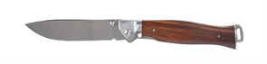Нож складной Stinger, 106 мм (серебристый), рукоять: сталь/дерево (серебр.-корич.), коробка картон