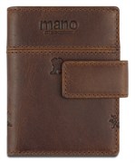 Портмоне Mano "Don Leon", натуральная кожа в коричневом цвете, 8,5 х 10,2 см