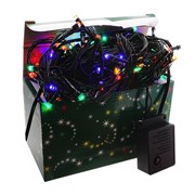 Электрогирлянда комн. (бахрома), L1 H1м, 80 разноцветных LED ламп 4W, 8 реж.свеч, шнур зеленый 1,5 м