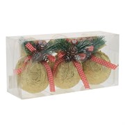 Украшение новогоднее "Шар", набор из 3-х шт, D 7,5 см, L23,5 W8 H11,5 см