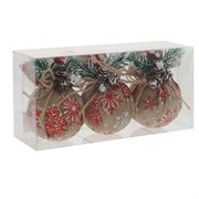 Украшение новогоднее "Шар", набор из 3-х шт, D 7,5 см, L23,5 W8 H11,5 см