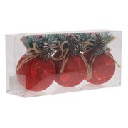 Украшение новогоднее "Шар", набор из 3-х шт, D 7,5 см, L23,5 W8 H11,5 см