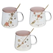 Кружка с крышкой и ложкой, 500 мл, L12 W9,5 H9 см, 3в.