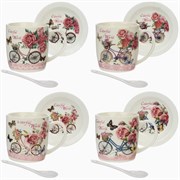 Кружка с блюдцем и ложкой, 400 мл, L12,5 W8,5 H9 см, 4в.