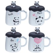 Кружка с крышкой и ложкой, 500 мл, L13 W9,5 H10 см, 4в.