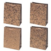 Пакет подарочный (бумага, плотность 210г/м2, блок 12шт), L26 W12 H32 см, 4в.