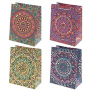 Пакет подарочный (бумага, плотность 210г/м2, блок 12шт,Блок - вид), L18 W10 H23 см, 4в.