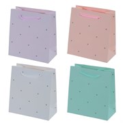 Пакет подарочный (бумага, плотность 210г/м2, блок 12шт), L14 W7 H15 см, 4в.