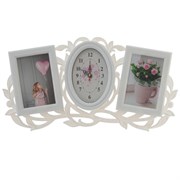 Фоторамка для 2-х фото с часами, L48 W2,5 H25 см