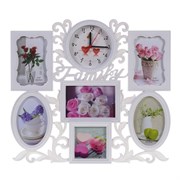 Фоторамка для 6 фото с часами, L45 W2 H41 см