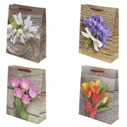 Пакет подарочный (бумага, плотность 210г/м2, блок 12шт), L26 W10 H32 см, 4в.