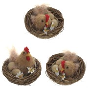 Изделие декоративное "Курица в гнезде", L9 W9 H7 см, 3в.