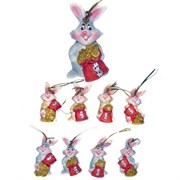 Новогоднее украшение "Заяц", L3 W3 H5 см, 8в.