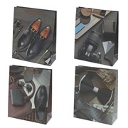 Пакет подарочный (бумага, плотность 210г/м2, блок 12шт), L31 W12 H40 см, 4в.