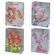 Пакет подарочный (бумага, плотность 210г/м2, блок 12шт), L31 W12 H40 см, 4в.