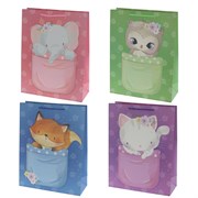 Пакет подарочный (бумага, плотность 210г/м2, блок 12шт), L31 W12 H40 см, 4в.