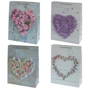 Пакет подарочный (бумага, плотность 210г/м2, блок 12шт), L31 W12 H40 см, 4в.