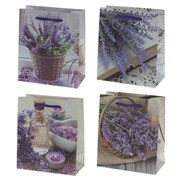 Пакет подарочный (бумага, плотность 210г/м2, блок 12шт), L12 W6 H14 см, 4в.