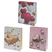 Пакет подарочный (бумага, плотность 210г/м2, блок 12шт), L26 W10 H32 см, 3в.