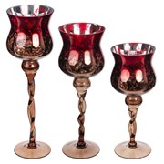 Подсвечник, набор из 3-х шт, L14 W14 H40 см