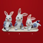 Фигурка декоративная "Заяц", L7,5 W3,5 H6,5 см, 3в.