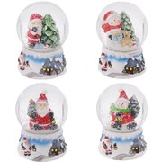 Фигурка декоративная в стекл. шаре "Дед Мороз/Снеговик", D4,5 см, L4,5 W4,5 H6,3 см, 4в.