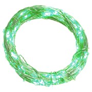 Электрогирлянда (20 зелёных LED, 1 режим свечения,серебристый шнур, 1 W), L2м, 2хAA, не вход.