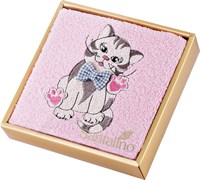 Santalino Полотенце "Барсик" 40*70 см махра, розовый, вышивка, 100% хлопок 400гр\м