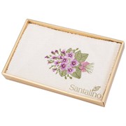 Полотенце "Фиалка",30х50. махра,шампань,вышивка,100% х\б 400гр\м, кружево