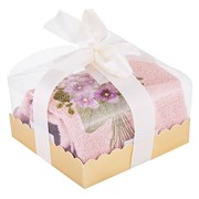 Салфетка махровая "Фиалка" 35х35 см , 100% хлопок, розовый, вышивка