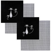 Набор салфеток из 4-х шт "Семейка",30х30 см , 40х40 см , 50% пэ+50% х/б, чёрный+бел.