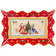 Блюдо lefard "Дед мороз и снегурочка"фигурное 25х15х3,5 см красное