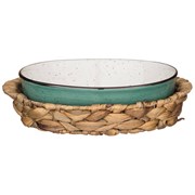 Блюдо для запекания в плетеной корзине bronco "Nature" 26*17*6,5 см 800 мл мятное